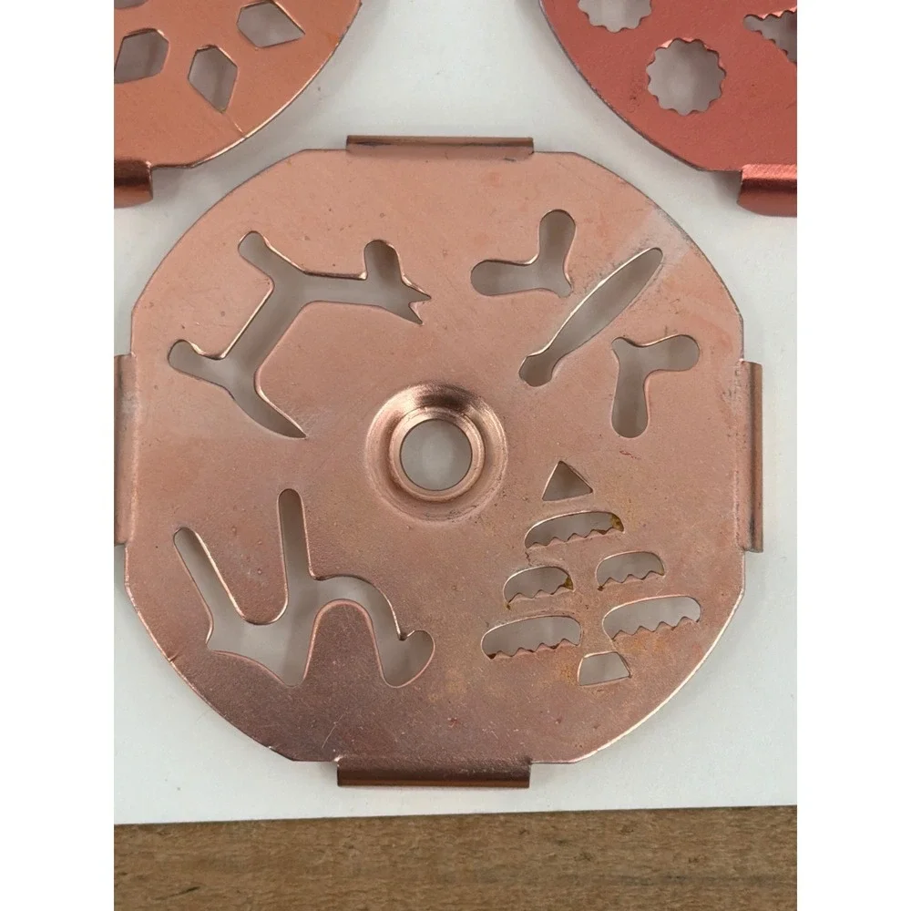 Vtg Aluminum Mirro Dial a Cookie Press 3 Copper Discs Manual Spritz Maker